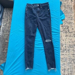 Express Midnight Blue Distressed Skinny Jeans